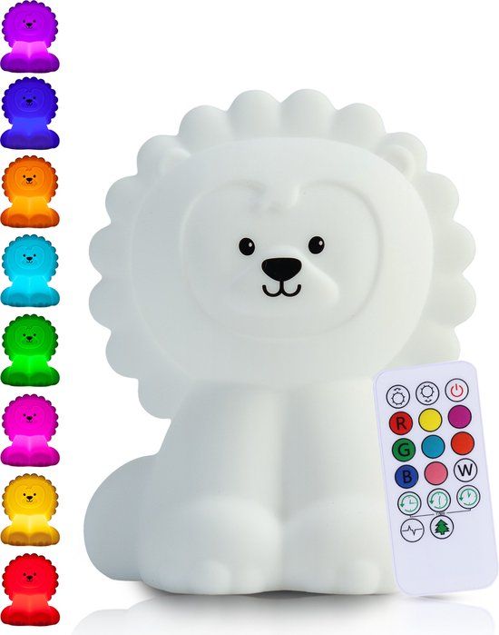 Kadoing Leeuw Nachtlamp (Groot) - LED - Oplaadbaar - Met Afstandsbediening