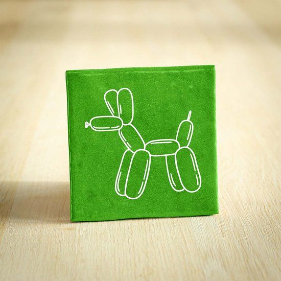 Tegeltje - Ballonhond Felgroen 10x10cm - BONT