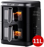 Comfy Nest CN-06184 - 2800W Airfryer - 11L - Dubbele Mand - Digitaal Opvouwbaar Zijpaneel - Kijkvenster