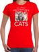 Kitten T-shirt de Noël / T-shirt de Noël All i want for Christmas is cats rouge pour femmes - Vêtement de Noël / Tenue de Noël XL