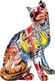 Merkloos GILDE Figuurtjes, decoratieve kat, pop art, katten, cadeaus voor vrouwen, H 29 cm