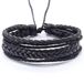 LGT JWLS Lookinggoodtoday Verstelbare gevlochten leren Multi armband Zwart