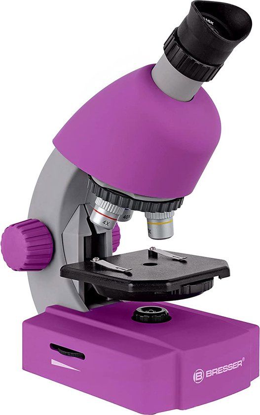 Bresser Junior Microscoop - 40x-640x - Paars - Incl. Accessoirespakket - Voor Transparante Preparaten