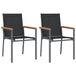 VidaXL Chaise de jardin Acier, Textile, Composite bois-plastique (CBP) Noir