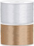 Satin ribbon set of 2 gold and silver 38 mm x 25 meters