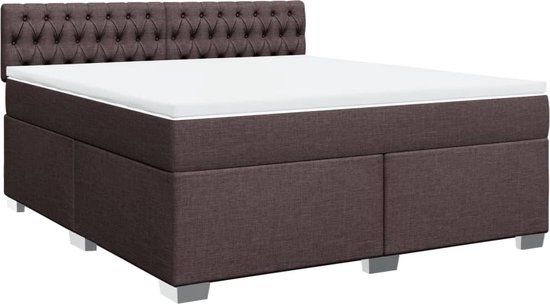 vidaXL Boxspring met matras stof donkerbruin 180x200 cm