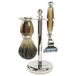 Golddachs Scheerset Galalith/zilver, kunsthoorn/messing uitrusting, 100% dassenhaar
