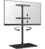 ONKRON Verrijdbare TV-standaard voor 30-60 inch TV’s tot 41 kg, universele TV-voet draaibaar & in hoogte verstelbaar max 400x400 VESA, TV-statief van gehard glas Zwart TS5065-B