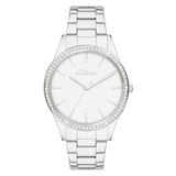 s.Oliver dameshorloge met funklenden Steinen en Edelstahlband - 34 mm - sportlich-elegant - Metallbanduhr met zirkoniasteinen - hoher Tragekomfort - analoge horloge met kwartswerk