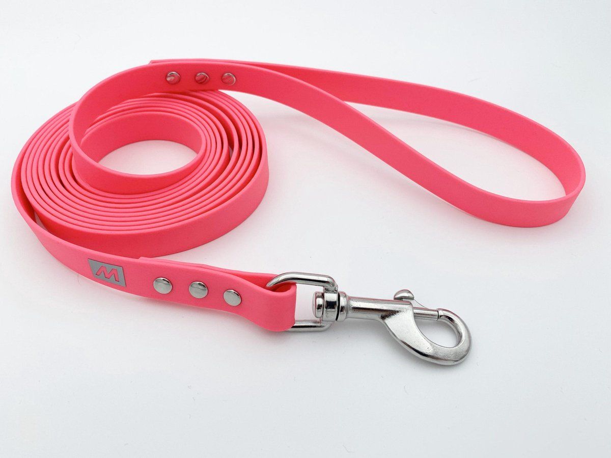 BIOTHANE Miqdi hondenriem - neon roze - 19 mm breed - 10 meter lang - zonder handvat