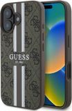 Guess 4G Printed Stripes Hard Case Back Cover voor Apple iPhone 16 - Bruin