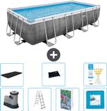 Bestway Rechthoekig Power Steel Zwembad - Rattanprint - 549 x 274 x 122 cm