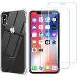 Phonillico® Schokbestendig hoesje voor iPhone X / iPhone XS en gehard glas Schermbeschermingsfilm