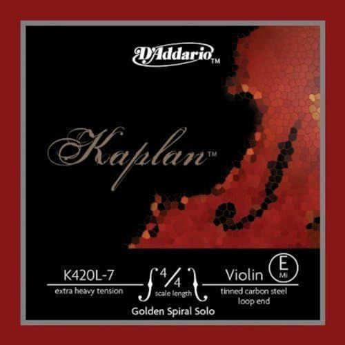 D'Addario Kaplan Golden Spiral Solo Violin String - E String - K420L-7 - 4/4, Extra High, Polished