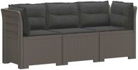 vidaXL 3-zits tuinbank met kussens in rattanlook PP Lichtgrijs