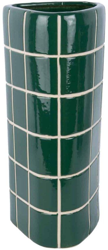 Present Time Vaas Retro Tiles - Groen - 16.5x15x37cm - Keramiek - Modern