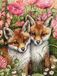 Peinture diamant : deux renards joyeux, 40x50