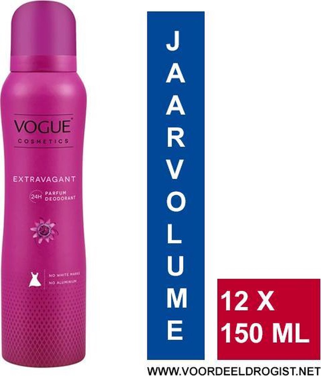 Vogue Deospray Extravagant - Jaarvolume - 12 x 150ml