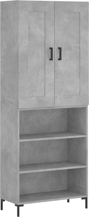 vidaXL Hoge kast 69,5x34x180 cm bewerkt hout betongrijs