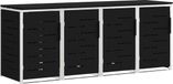 vidaXL Housse de conteneur pour 4 conteneurs de 240L Acier inoxydable Noir