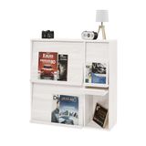 Movian, Iris Ohyama, Opbergkast met 4 vouwdeuren / Houten kast / Drop down / Kast, Modulair, kantoor, woonkamer, bibliotheek - Flap Rack - FR-F4 - witte eik