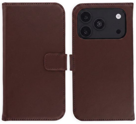 Selencia Echt Leren Bookcase - Geschikt voor Apple iPhone 17 Pro Max - Bruin