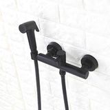 Lefran Matte Black Bathroom Toilet Bidet Spray Hot & Cold Mixer Valve with Hose, Handheld Bidet, Portable Hand Held Bidet Shower Set Retro
