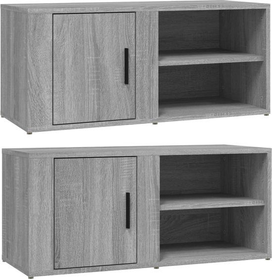 vidaXL Tv-meubels 2 stuks 80x31,5x36 cm bewerkt hout grijs sonoma eiken