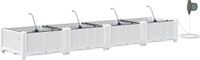 vidaXL Bac à plantes - 4 pièces - Blanc - 160 x 40 x 22 cm - PP