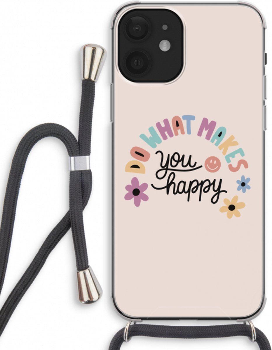 CaseCompany iPhone 12 hoesje met Koord - Happy days