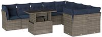 vidaXL 10-delige tuinbankset met kussens, grijs, polyrotan