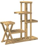 vidaXL Plantenstandaard Wit 95 x 25 x 101,5 cm Massief Acacia Hout