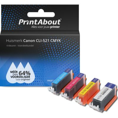 PrintAbout Huismerk Canon CLI-520/521 Inktcartridge 4-kleuren Voordeelbundel