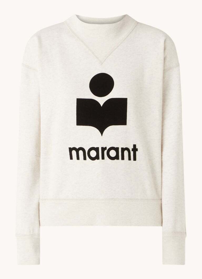 Isabel Marant Isabel Marant Moby sweater met flock logoprint en opstaande kraag