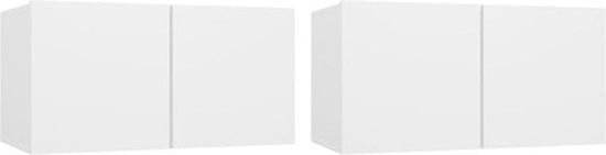 vidaXL Tv-meubel 2 stuks Wit Hout 60x30x30 cm
