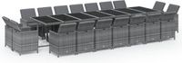 vidaXL 19-delige Tuinset met Kussens Poly Rattan Grijs