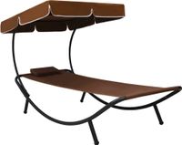 Prolenta Maison Exclusive - Ligbed met zonnedak en kussen, bruin