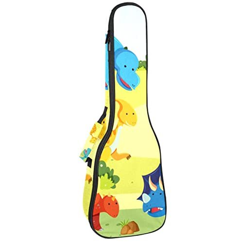 Mersov Tenor Ukulele Gigbag Waterdichte Ukelele Case Gewatteerde Rugzak, Geweldig voor Sopraan Concert (21/23/24") Leuke Cartoon Dinosaurussen In de natuur