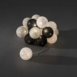 Konstsmide LED Decoratieve lichtsnoer, 16 zwarte/ grijze/ witte textielbollen, 3136-573