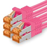 1aTTack.de 1m - Cat.7 Netwerkkabel Magenta - 5 stuks Gigabit Ethernet LAN-kabel 10000 Mbit/s Patchkabel Cat7 Kabel S FTP PIMF Afscherming LSZH Cat.7 Ruwe Kabel RJ45 Connector Cat 6a - 5 x 1 meter
