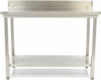Maxima Table de travail inox - 140 x 70 cm - Hauteur réglable - avec crédence