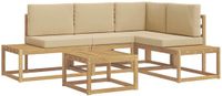vidaXL Tuinbank Set 4-Delig Wit en Beige Polyester