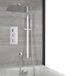 Kubix Ensemble de douche - 3 voies thermostatique avec inverseur, pomme de douche et douchette à main avec barre de glissière et remplissage de baignoire par trop-plein Chrome