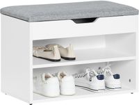 SoBuy FSR25-HG Schoenenbank, voor gang, met opbergvak, zitkussens, antislip vloermatten, L60cm x D30cm x H43cm, grijs