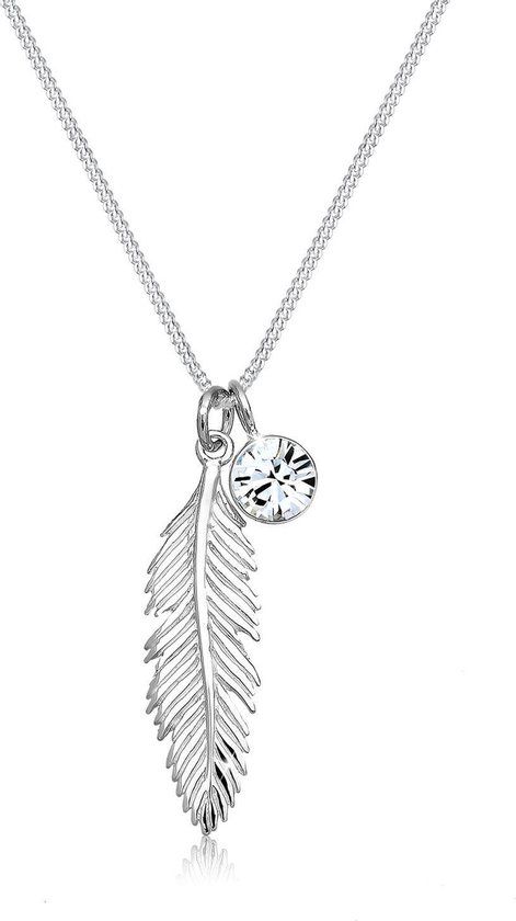 Elli Halsketting Veer met Kristal 925 Sterling Zilver - 45 cm