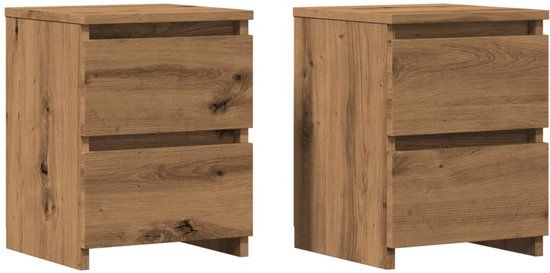 vidaXL Nachtkastjes 2 stuks, 30x30x40cm, bewerkt hout, artisanaal eikenkleur