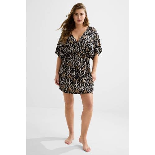 BEACHWAVE crinkle strandtuniek zwart/beige