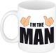 Bellatio Decorations Im the man beker wit en zwart - duimpjes omhoog print - verjaardag / collega cadeau mok