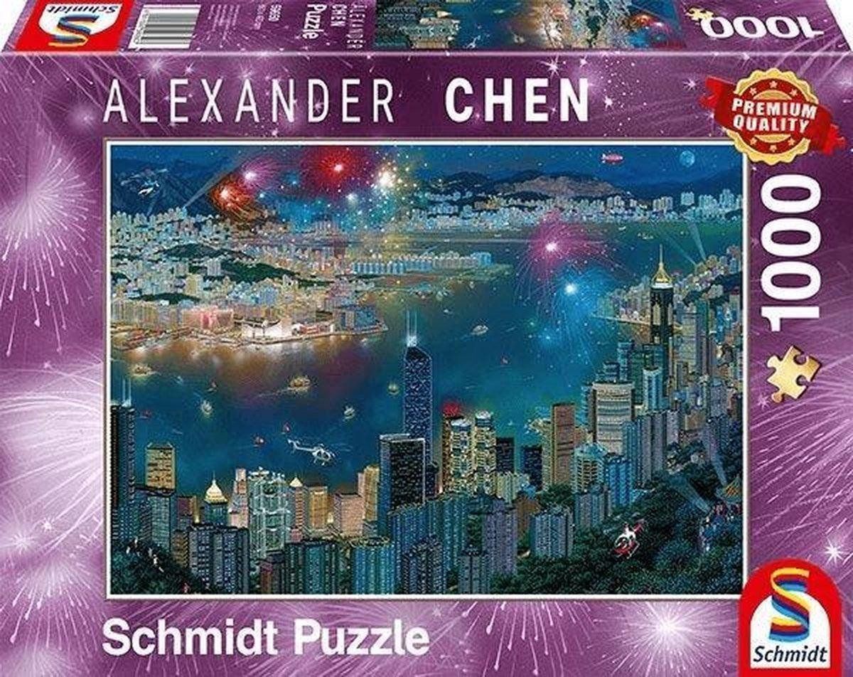 Schmidt Vuurwerk boven Hong Kong Puzzel - 1000 stukjes - Unisex