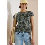 T-shirt à manches courtes, encolure bateau et fronces